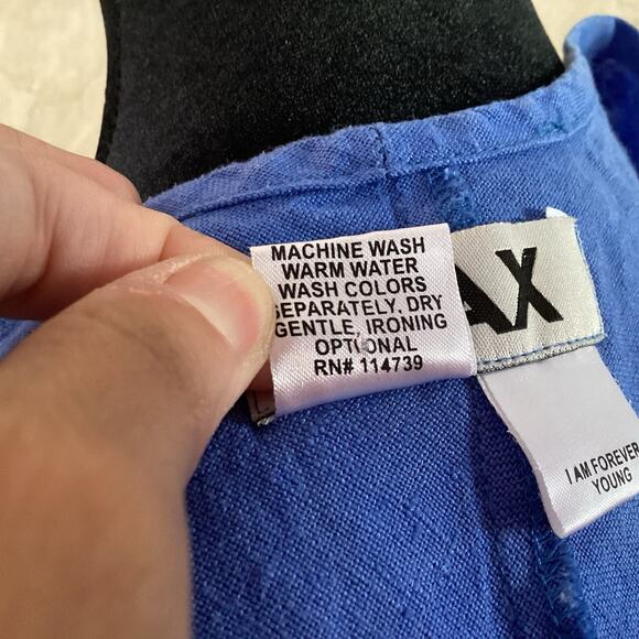 FLAX Women’s Linen Fundamental Tank, Sz 4-6 Blue Lagenlook Sleeveless Tunic Fall - Picture 3 of 7